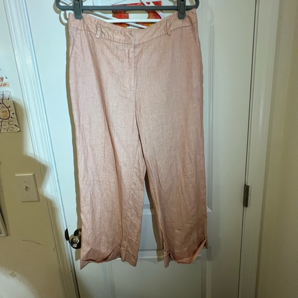 CAPRI!💙👖BIANCA NYGARD CROPS!👖💙10 RUN SMALL BEAUTIFUL METALLIC PEACH PINK EUC - Picture 1 of 16